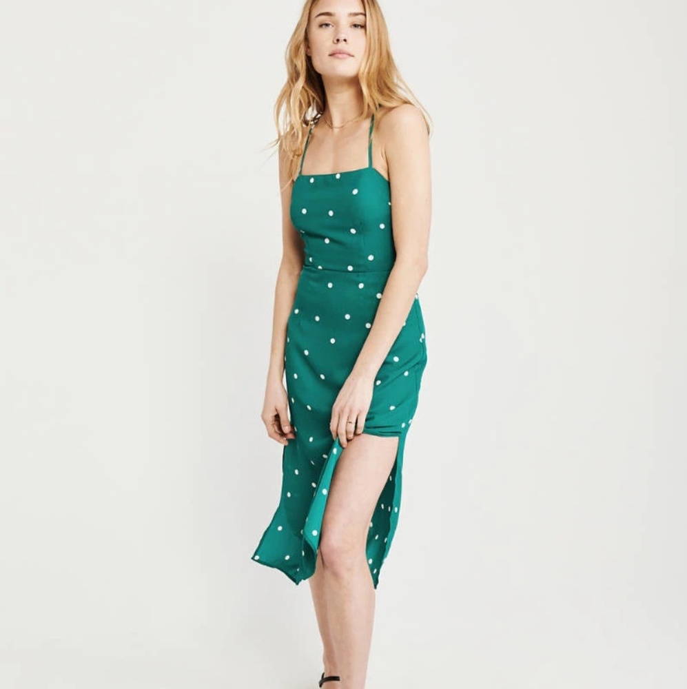 Abercrombie tie back side slit midi dress